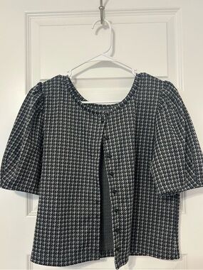 Houndstooth Short Sleeve Cardigan Top